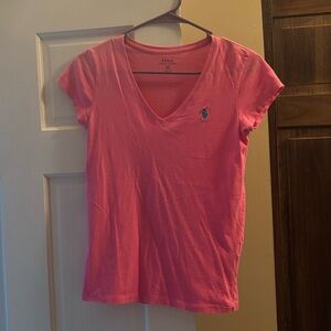 Polo by Ralph Lauren Pink Short Sleeve V-Neck Tee